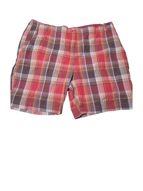 Midtown Women's Plaid Casual Shorts In Red & Brown NWT Size 26W
